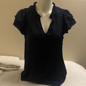 Banana Republic Dark Blue Ruffle Blouse